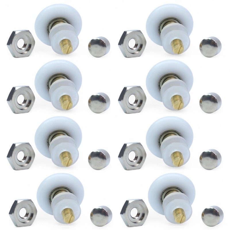 AKORD 8PCS Shower Door Rollers, 27mm Diameter for The Bathroom