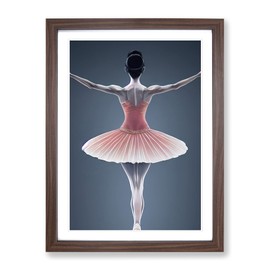 Ballerina Poised Framed Print for Living Room Bedroom Home Office Décor, Wall Art Picture Ready to Hang, Walnut A4 Frame (34 x 25 cm)