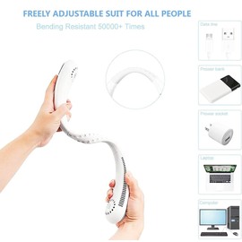 Portable Neck Fan Rechargeable - Personal Cooling Device,Neck Fan,Handheld Mini Fan, Neck Coolers for Hot Weather, Neck Fans that blow cold air- Travel Hand Held Fan & Personal Air Conditioner (White)
