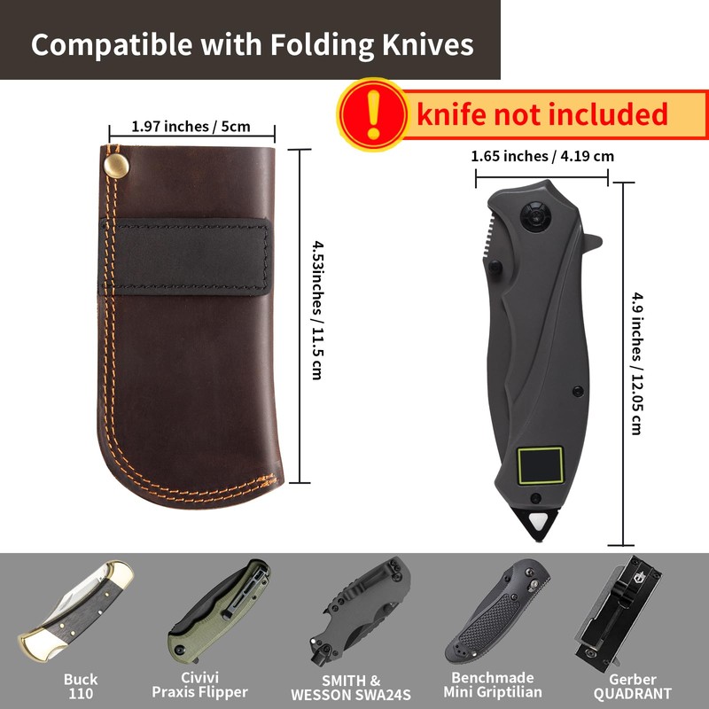 Leather Knife Sheath for Belt,Pocket Knife Holder,Heavy Duty Folding Knife