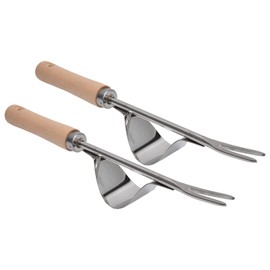 CHEOTIME 2 Pack Garden Hand Weeder 12.1" Long Handle Stainless Steel Grout Weeder Weed Removal for Lawn Edging Driveway