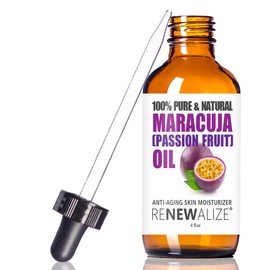Renewalize Maracuja (Passion Fruit) Seed Facial Oil Skin Moisturizer for Face | Cold Pressed and Unrefined | For All Skin Types | Large 4 fl oz bottle