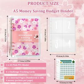 HWSWSH Budget Planner Challenges, Money Saving Envelope Saving Challenge with Ring Binder A5, Savings Book Saving Folder for Money, Budget Planner, Money Saving Folder, Money Organiser Saving Folder,