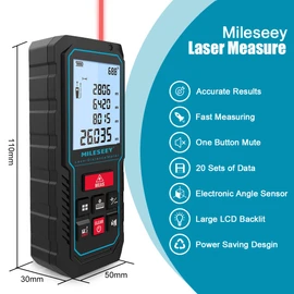 MiLESEEY Laser Measure, 229ft 70 M/in/Ft Digital Distance Meter, Laser Measurement Tool with Electronic Angle Sensor, Backlit LCD, Pythagorean Mode, Measuring Distance, Area and Volume