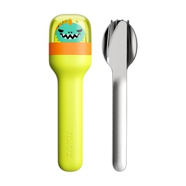 ZOKU - Juego de utensilios de bolsillo para niños, juego de cubiertos para niños, tenedor, cuchillo y cuchara de acero inoxidable, diseño portátil par