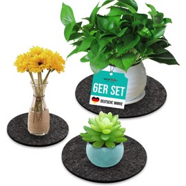 wortek Filzuntersetzer rund für Vasen Blumen Glas - 6er Set - 15cm / 20 cm / 25cm – Untersetzer Gläser Schwarz Topfuntersetzer Glasuntersetzer Tischuntersetzer Untersetzer Blumentopf Untersetzer Filz