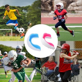 Mouth Guard Mouth Guard Breathing Sleeping Teeth One Size Treatment Teeth Grinding Suitable for a Wide Range Sports Fighting Boxing Hockey Football (White Blue + White Pink)