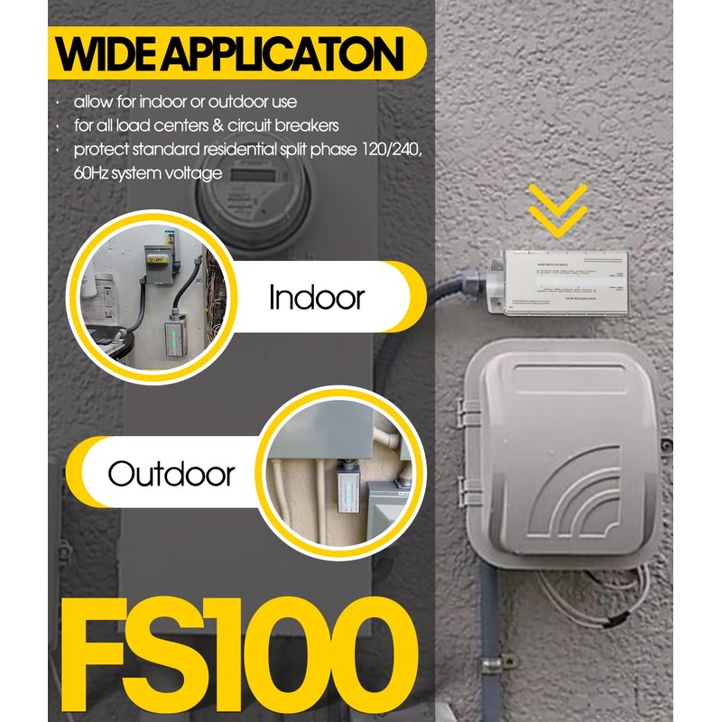 FS100 Surge Protection Device, Whole House Surge Protector Rated for