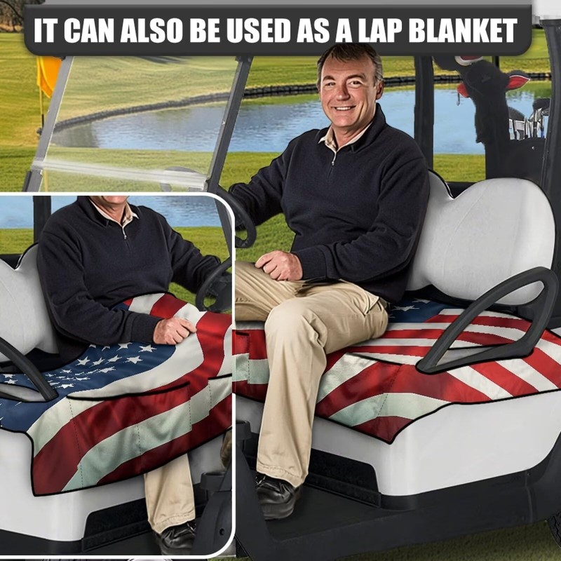 Generic Golf Cart Seat Covers - Red/White/Blue - Polyester, Spandex