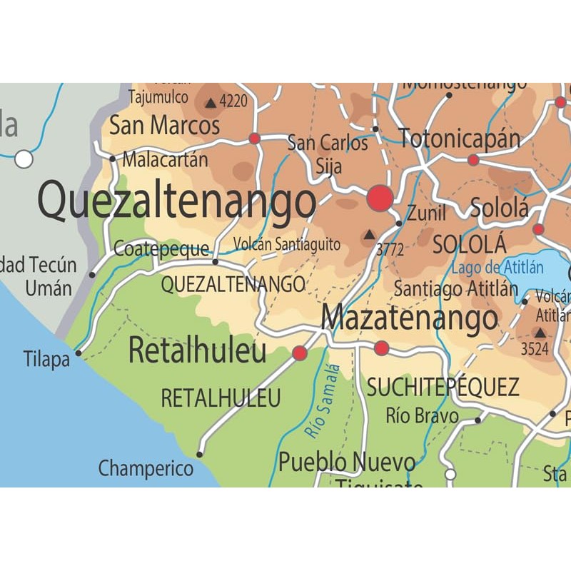 Guatemala Physical Map - 23.3 x 16.5 Inches - Paper