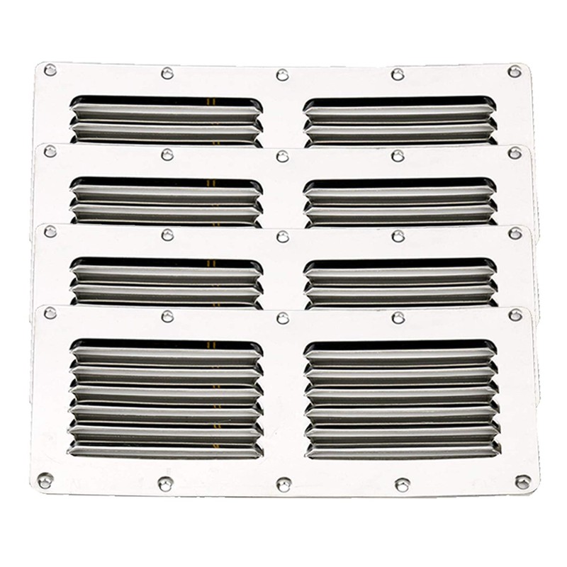 Amarine Made Stainless Steel Stamped Louvered Vent - Rectangular-4-1/2 X