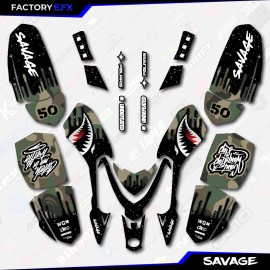 Factory EFX Inc Woodland Savage Camo Racing Graphics kit fits Polaris Predator 50 ATV Decals 06+