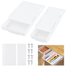 emperoch Schublade Unter Schreibtisch 2 Stück, Schubladen Organizer Aufbewahrungsbox, Selbstklebende Schubladen, Schreibtisch Organizer Weiße, Untertisch Selbstklebende Organizer für Büro, Schul