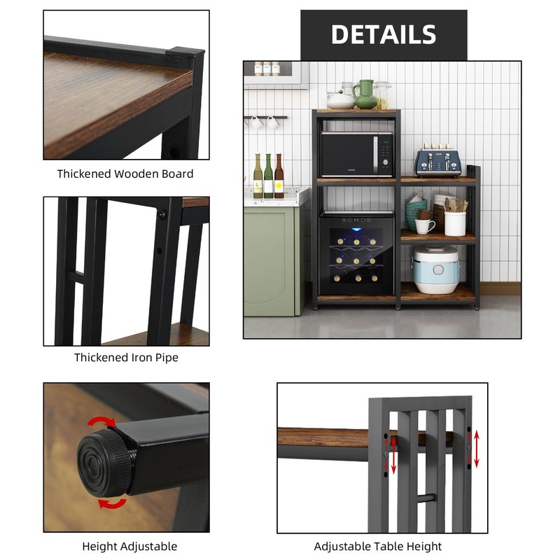 BRIGHTSHOW Kitchen Storage Shelf Bakers Rack, 6-Tier Coffee Bar Table,
