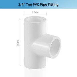 LESSO 10 Pack PVC Pipe Fittings, 1/2 inch PVC Tee Fittings 3-Way for DIY Building Furniture Greenhouse Shed Pipe Fittings Tent Connection, SCH40 White