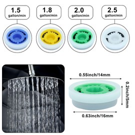 Waziaqoc 4 PCS Shower Flow Reducer Limiter, GPM 1.5/1.8/2.0/2.5 Shower Flow Restrictors, Shower Head Water Saver Adapter Set for Handheld Shower, Bathroom, Toilet