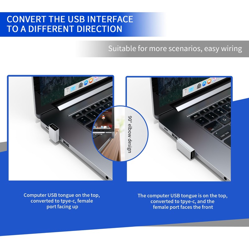 Critin 2-Pack 90 Degree USB A Male to USB C
