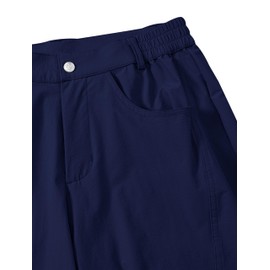 MoFiz Women's Capri Pants with Pockets Lightweight Cropped Golf Hiking Pants Quick Dry Summer Elastic Waist Capris Navy Blue S