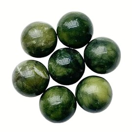 Bacatgem 7 Pcs Natural Green Jade Crystal Sphere Ball,0.78 Inchs Feng Shui Chakra Aura Home Desk Decor Decorative Collection