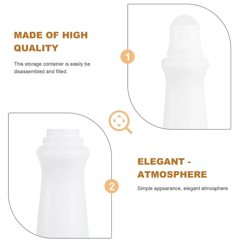 4 Pcs White 75ml Empty Refillable Roller Bottle Plastic Roll
