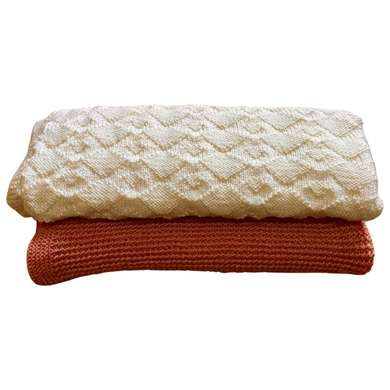 Peach Unicorn Designs Knitting Patterns for Baby Blankets x 2,