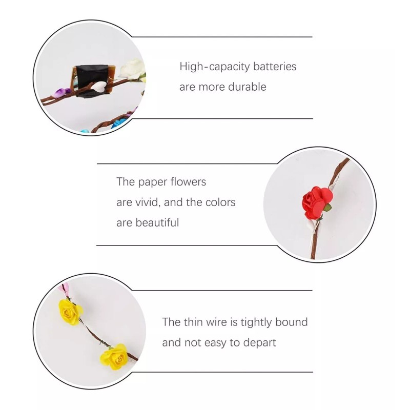 Aumiss - Corona De Flores Led, Diadema Luminosa, 7 Unidades,