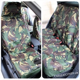 Carseatcover-UK - Green Camouflage CAMO Waterproof Car Seat Covers Protectors - Front & Rear - Full Set