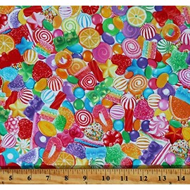 Cotton Tossed Candy Candies Sweets Treats Food Multicolor Cotton Fabric Print by The Yard (FOOD-CD1774-CANDY)