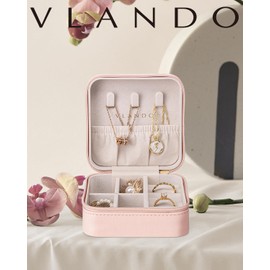 VLANDO Travel Jewelry Case, Compact Design, Necklace Hook, Anti-Tangle