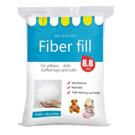 BUTUZE 250g/8.8oz Polyfill Stuffing Fiber Fill, (2.1oz-4.4lb) White Premium Fiberfill Stuffing for Craft, High Resilience Crochet Stuffing, Stuffing for Stuffed Animals, Cotton Batting, Recyclable