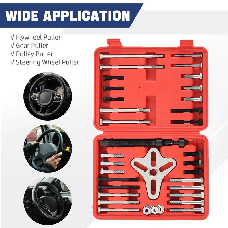 DASBET 46PCS Harmonic Balancer Puller Set, Steering Wheel Puller Kit