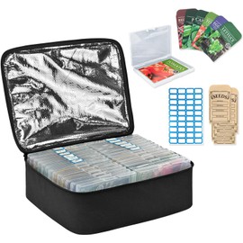 Boczif - Caja organizadora de 26 ranuras con bolsa aislada, bolsa de sobres de semillas y etiquetas adhesivas, contenedor de semillas de jardín para paquetes de semillas, plantas, flores, semillas de