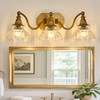 hesoge Vintage Bathroom Light Fixture Brushed Gold Vanity Light with