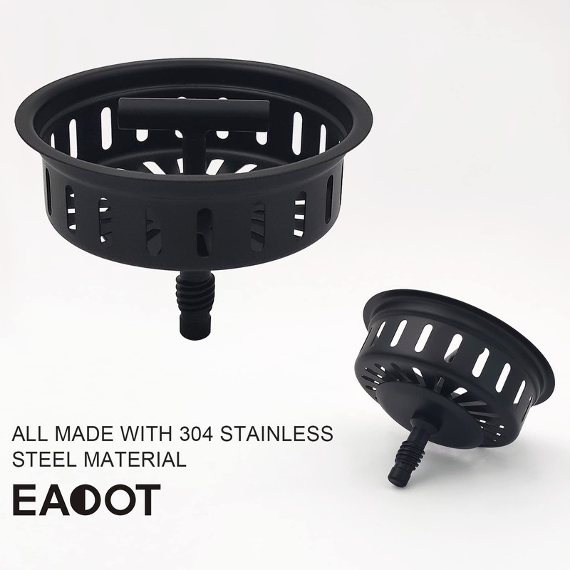 EADOT 3-1/2 Inch Matte Black All Stainless Steel Kitchen Sink