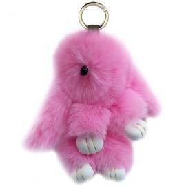 Unpafcxddyig Bunny Keychain Cute Soft Artificial fur Large Rabbit Keychain 7in for Car Handbag Keyring,pink