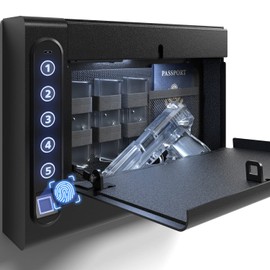 XDeer Biometric Wall Safe without Gas Strut for Quick Access, Hidden Storage for Full-Size, LED Light, Silent Mode, and Backlit Digital Keypad S008QG (Without Gas)