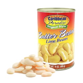 Caribbean Paradise Butter Beans, Canned Lima Beans 14 Oz (Pack of 4)