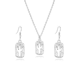 WCRAZYE Western Cowgirl Cowboy Texas Boots Earrings Necklace Set Western Jewelry for Women Fun Country Earrings Cowgirl Boot Hat Dangle Earring (Silver Cactus)