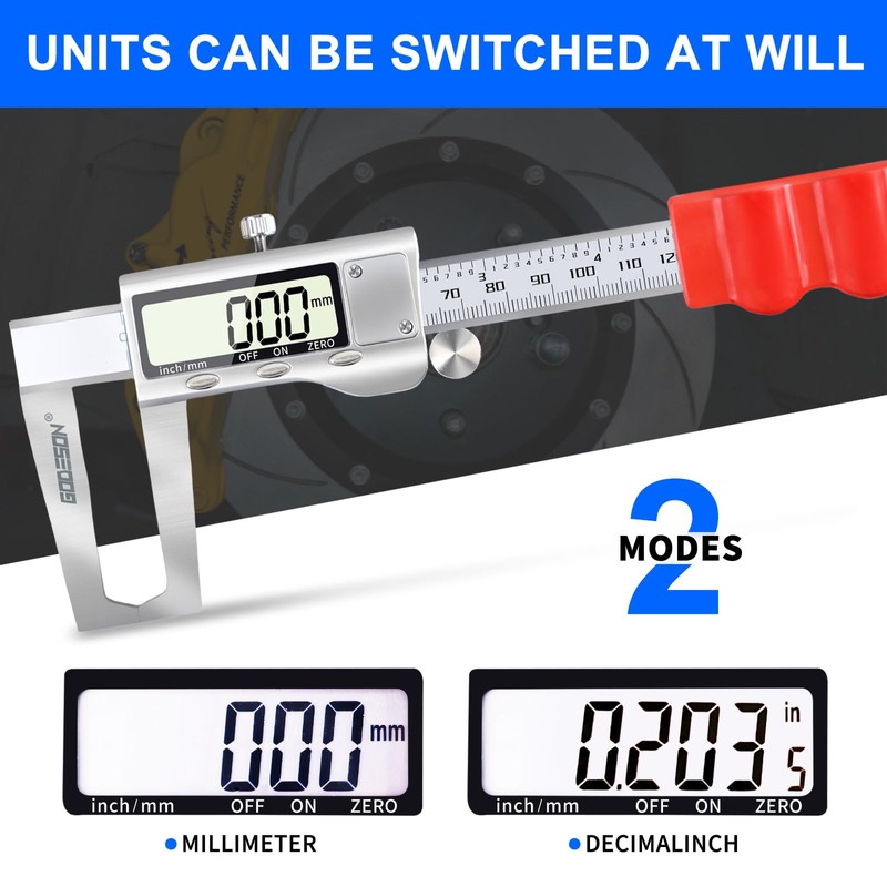 GODESON Disc Brake Rotor Micrometer,Digital Caliper Measuring Tool for Disc