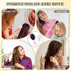 12 Pcs baseball Mini Detangler Brush, Mini Travel Hair Brush, Bristles Plastic Detangling Brush, No Tangle Soft Flexible Bristles for Straight, Curly, Thick Hair for baseballl Team Gift Sport Party