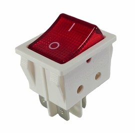 Rocker Switch White 4 Pin 16 A 250 VAC 30 x 22 mm Red Rocker Illuminated