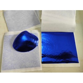 Gold Foil Leaf 7 Colors 100 or 700 Sheets Metal Leaf Foil for Arts Decoration,DIY Crafts,Paintings,Nails,Furniture Decoration,3.15 by 3.15 Inches Gold Leaf Sheets (Blue 100 Sheets)