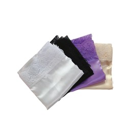 INNOYUMLIN - Bufanda de regazo con pañuelo de encaje y pañuelo de seda para mujeres y mujeres, 1 negro+1 blanco, 26"