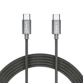 Type C Cable, Type C to Type C Cable - Crave Premium Nylon Braided High Speed 2.0 Cable 3 FT - Slate