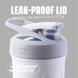 BlenderBottle BlenderBottle Strada Shaker Cup Insulated Stainless Steel Water Bottle with Wire Whisk, 24-Ounce, White