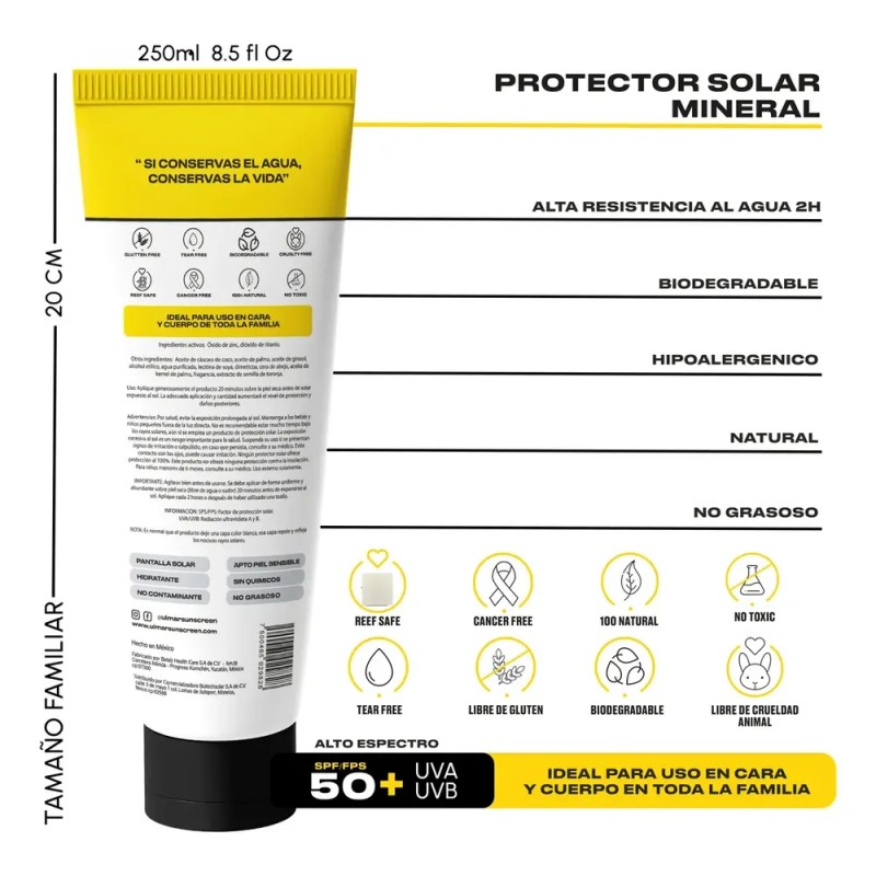 Pack Protector Solar Mineral Ulmar Fps50 Familiar 250ml 2pzs
