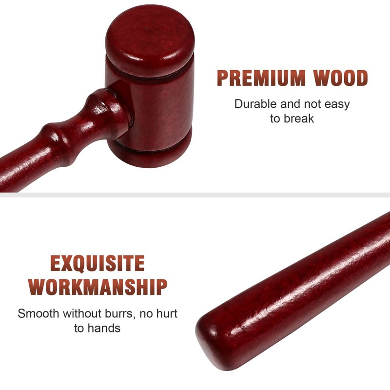 SAFIGLE 3pcs Mahogany Judge Hammer Mini Gavel Lawyer Costume Gavel