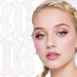 Glitter Freckles Face Tattoo, Face Glitter Freckles Gold for Kids Women, Fake Sparkle Temporary Tattoos Stickers for Girls Adults Festival Makeup Accessories Face Decor, 6pcs Unique Design, Silver TJ