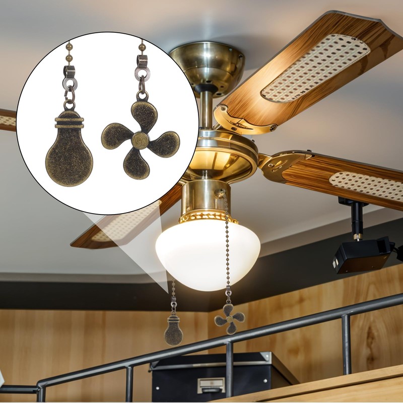 Ymapinc 2pcs Ceiling Fan Pull Chain Ornaments, 13inch Bronze Fan