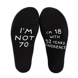 Udobuy 70th Birthday Socks. I'm not 70 I'm 18 with 52 year experience. Gift for Dad, Grandad, Mum, Grandma. Mens and Ladies Novelty Gift.